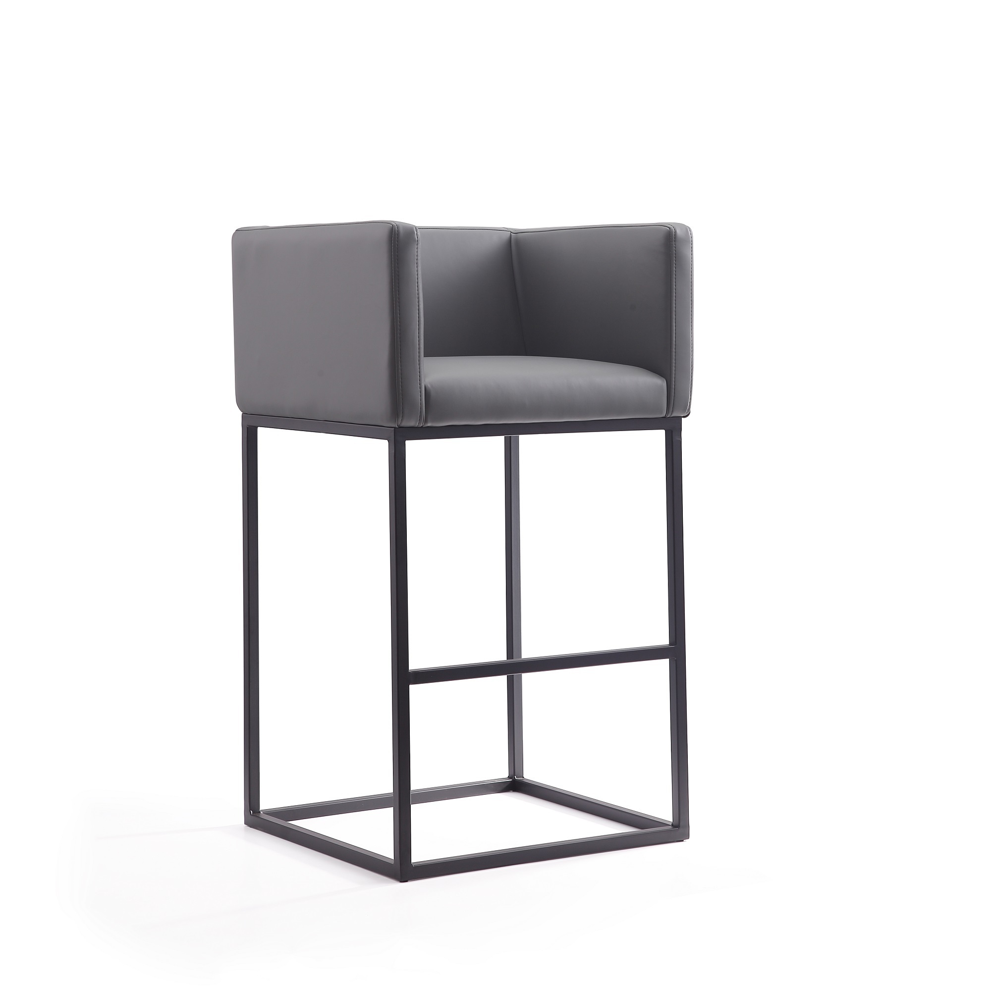 Manhattan Comfort, Embassy 38in. Grey and Black Metal Barstool, Primary Color Gray, Included (qty.) 1 Model# BS018